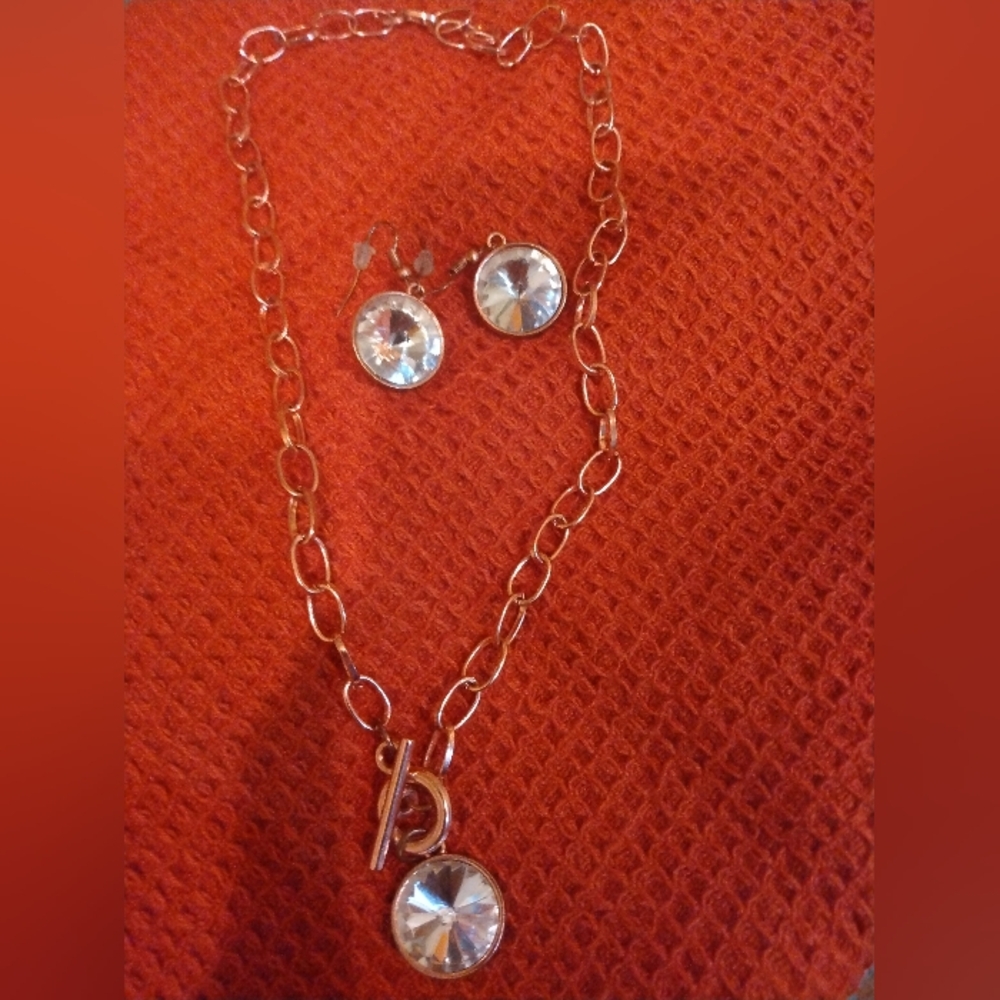 Rose gold tone necklace/earrings set